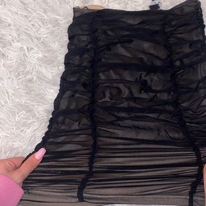 Black/Nude Mesh bodycon Mini skirt